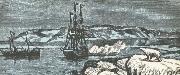 Nordenskiolds vessel Vega give salute the double Asia northernmost udde Kap Tjeljuskin in august 1878